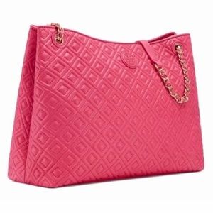 Tory Burch Dark Peony Pink Tote Handbag